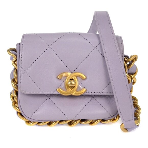 Chanel Purple Calfskin Framing Chain Flap Bag NQ00881 - Picture 1 of 6